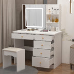 Coiffeuse Kerrogee avec miroir éclairé réglable et tabouret - 39,4 L x 19,7 l x 53,5 H