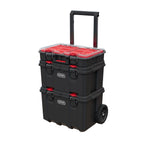 Boîte à outils mobile 3 pièces Keter Stack-n-Roll, rangement et organisation d'outils, système de boîte à outils modulaire en résine durable