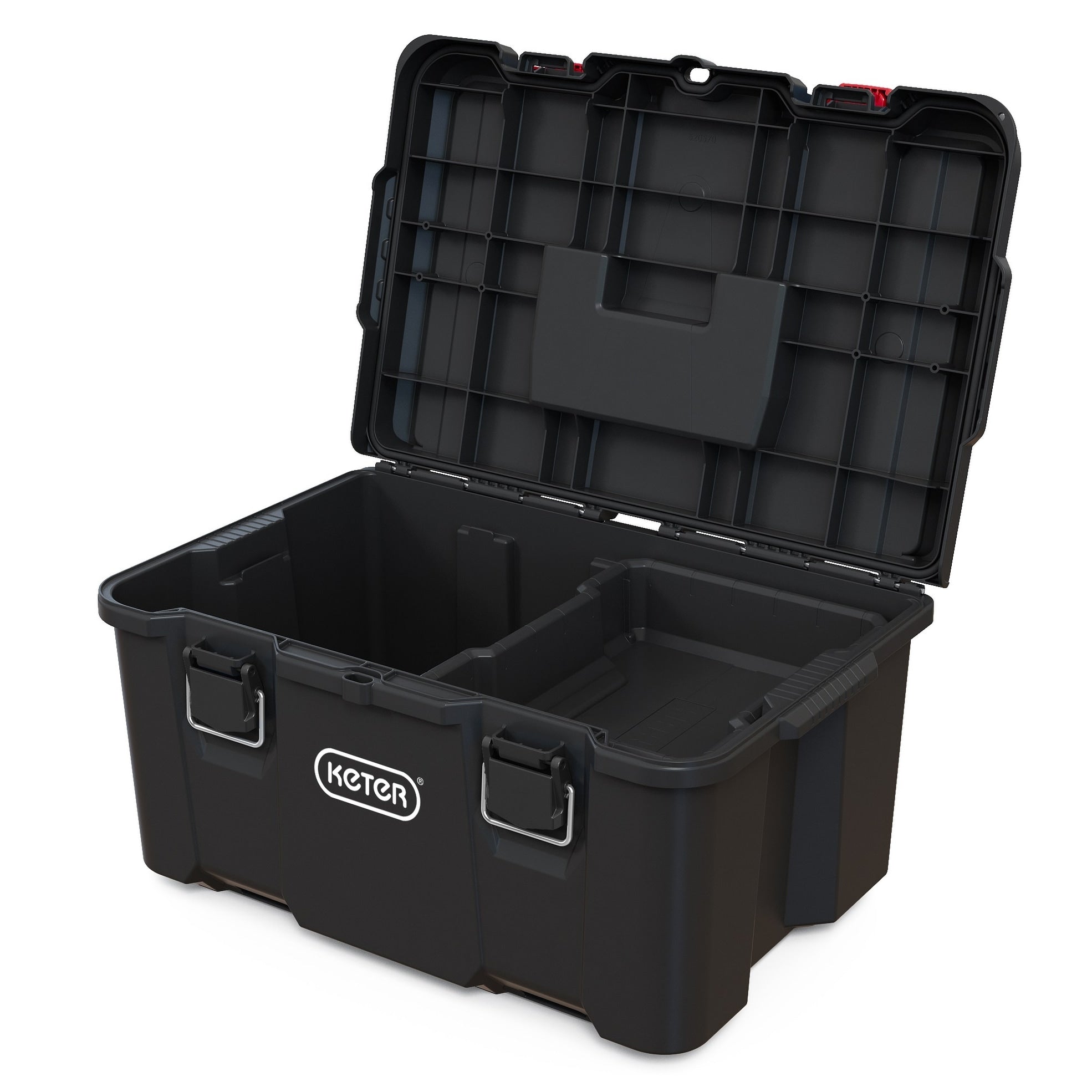 Boîte à outils mobile 3 pièces Keter Stack-n-Roll, rangement et organisation d'outils, système de boîte à outils modulaire en résine durable