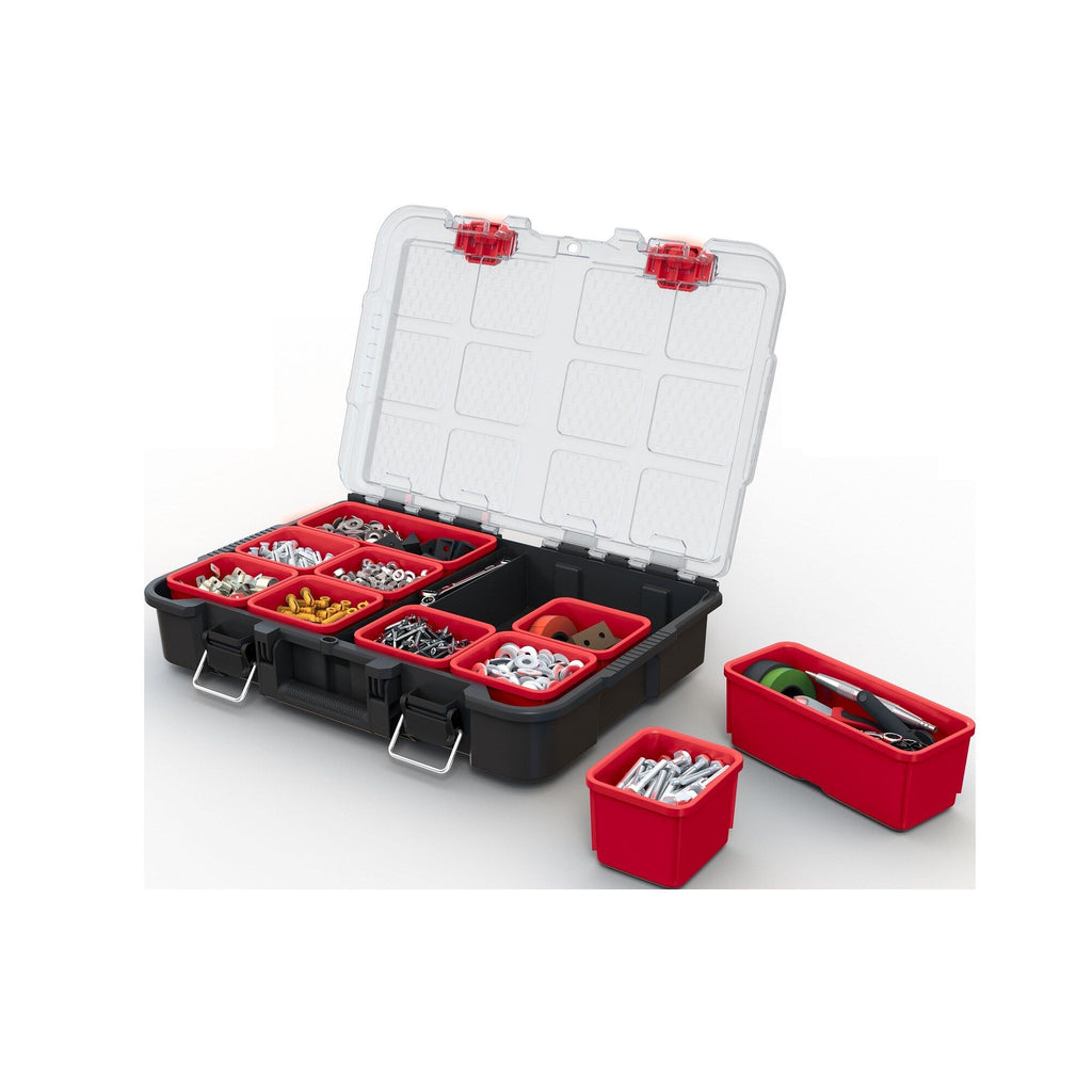 Boîte à outils mobile 3 pièces Keter Stack-n-Roll, rangement et organisation d'outils, système de boîte à outils modulaire en résine durable