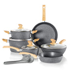 Batterie de cuisine antiadhésive, ensemble de 12 casseroles et poêles en granit