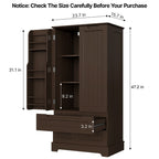 Armoire de rangement pour cuisine, garde-manger, armoire de rangement de salle de bain indépendante avec 2 portes et tiroirs