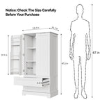 Armoire de rangement pour cuisine, garde-manger, armoire de rangement de salle de bain indépendante avec 2 portes et tiroirs