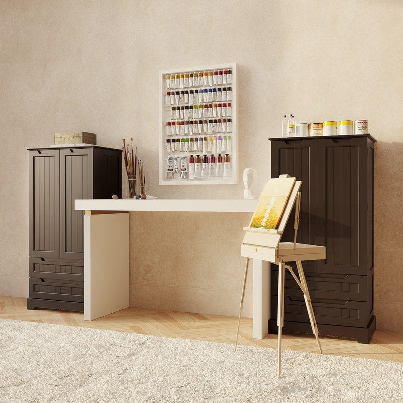 Armoire de rangement pour cuisine, garde-manger, armoire de rangement de salle de bain indépendante avec 2 portes et tiroirs