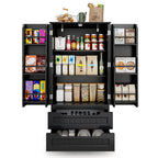 Armoire de rangement pour cuisine, garde-manger, armoire de rangement de salle de bain indépendante avec 2 portes et tiroirs
