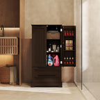 Armoire de rangement pour cuisine, garde-manger, armoire de rangement de salle de bain indépendante avec 2 portes et tiroirs