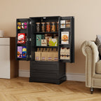 Armoire de rangement pour cuisine, garde-manger, armoire de rangement de salle de bain indépendante avec 2 portes et tiroirs