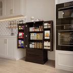 Armoire de rangement pour cuisine, garde-manger, armoire de rangement de salle de bain indépendante avec 2 portes et tiroirs