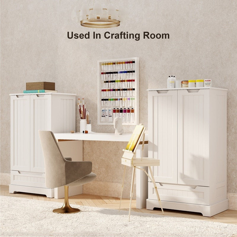 Armoire de rangement pour cuisine, garde-manger, armoire de rangement de salle de bain indépendante avec 2 portes et tiroirs