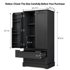 Armoire de rangement pour cuisine, garde-manger, armoire de rangement de salle de bain indépendante avec 2 portes et tiroirs