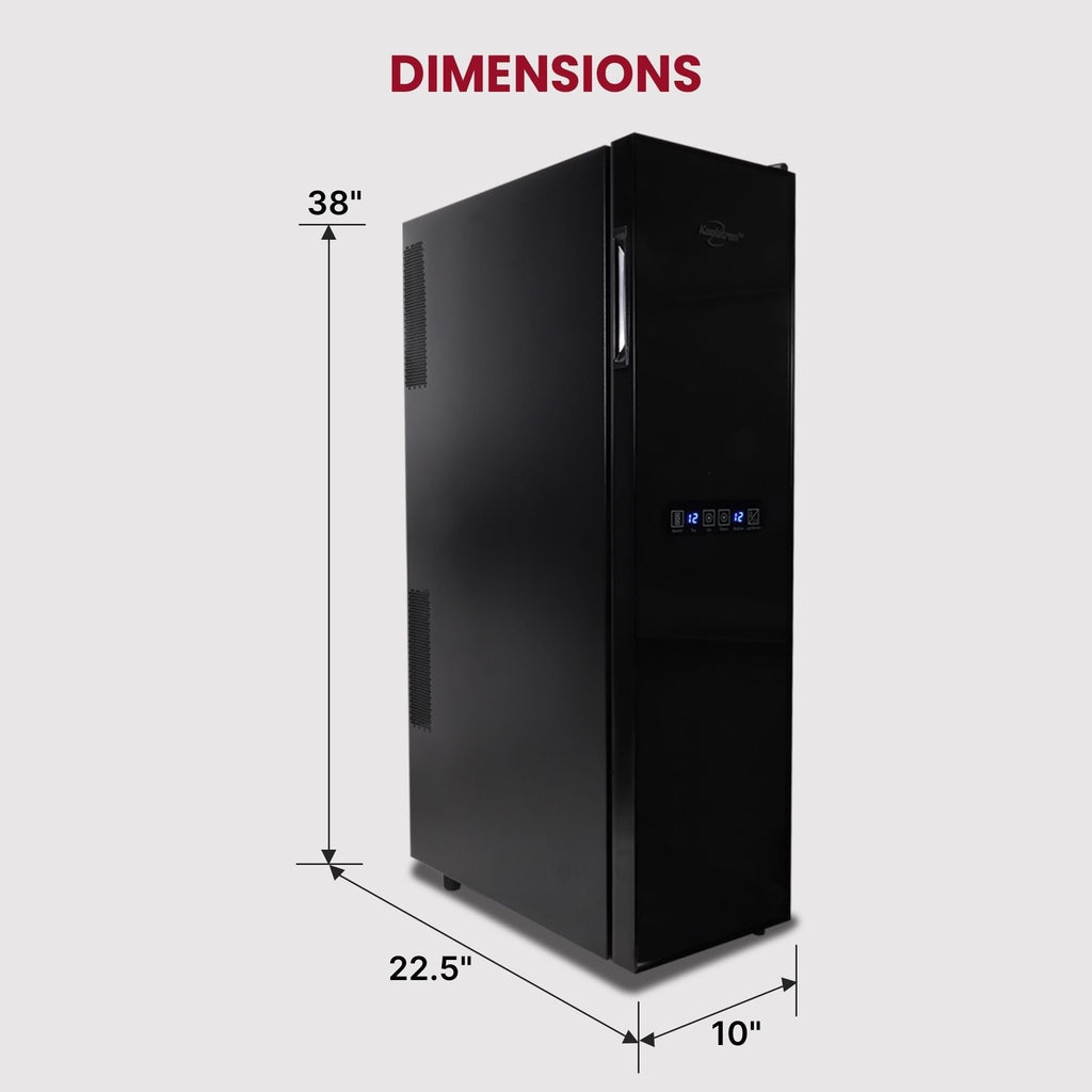 Réfrigérateur à vin autonome Koolatron Slim à deux zones pour 18 bouteilles