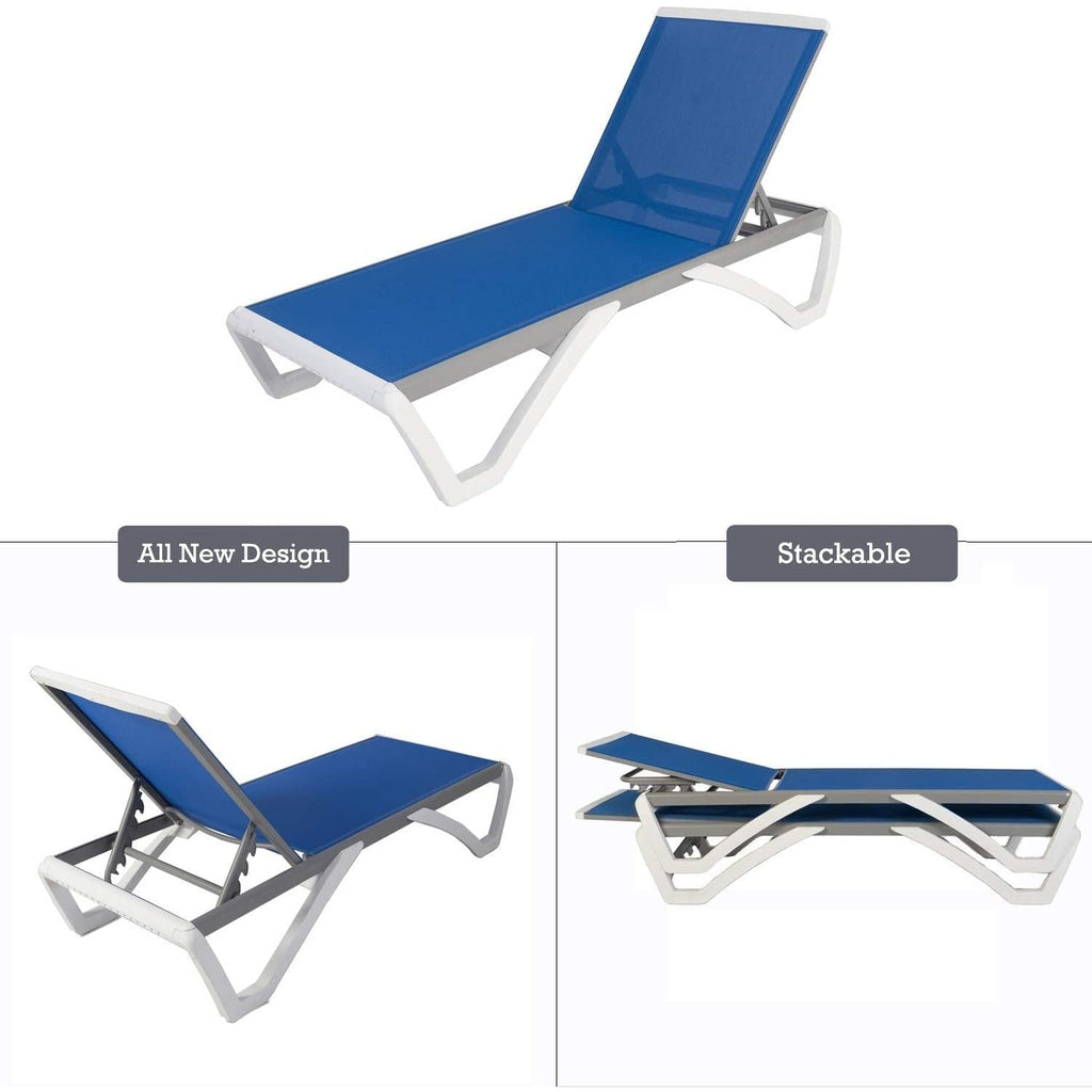 Chaise longue inclinable et réglable Kozyard Alan, pieds entièrement plats en aluminium et résine polypropylène