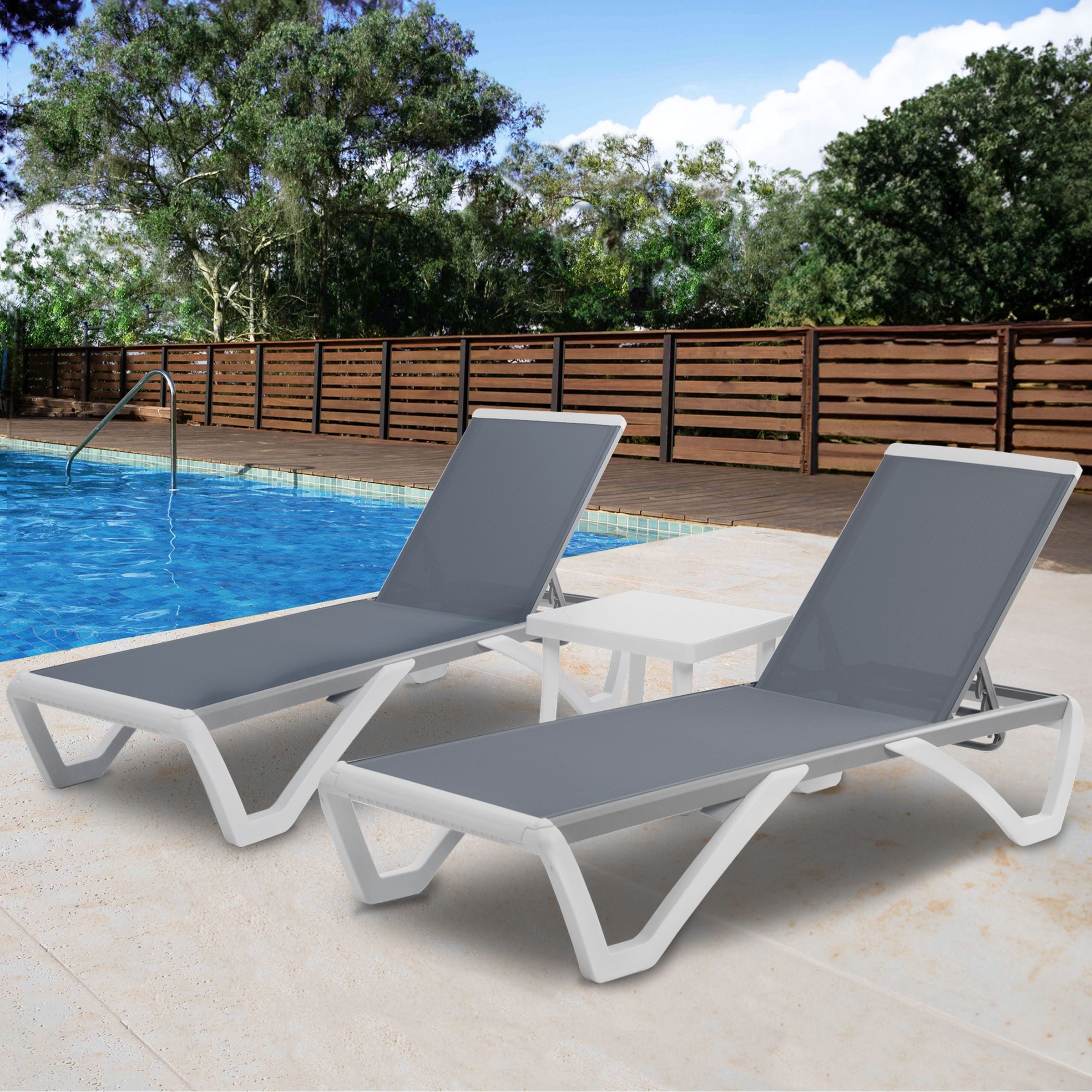 Chaise longue inclinable et réglable Kozyard Alan, pieds entièrement plats en aluminium et résine polypropylène
