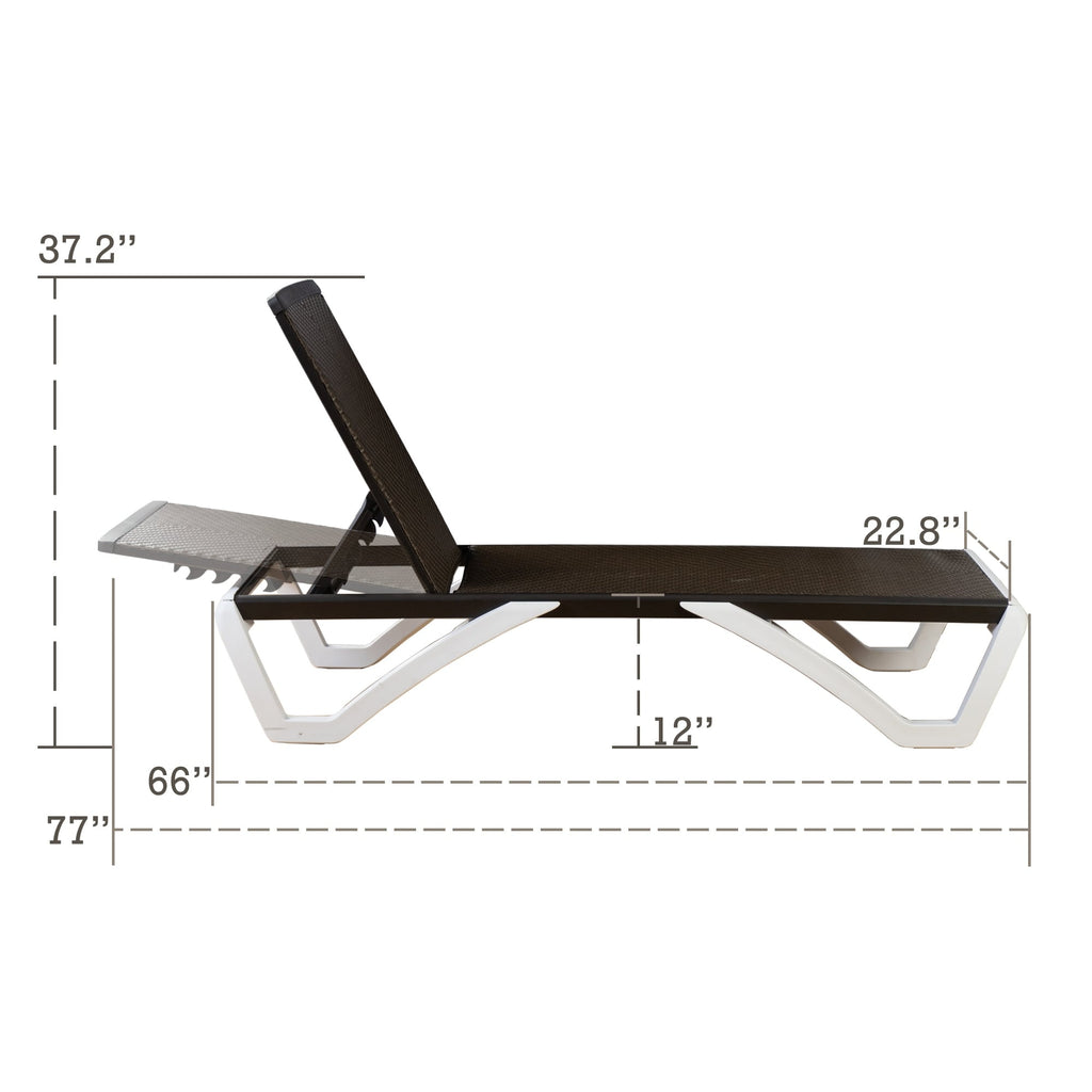Chaise longue inclinable et réglable Kozyard Alan, pieds entièrement plats en aluminium et résine polypropylène