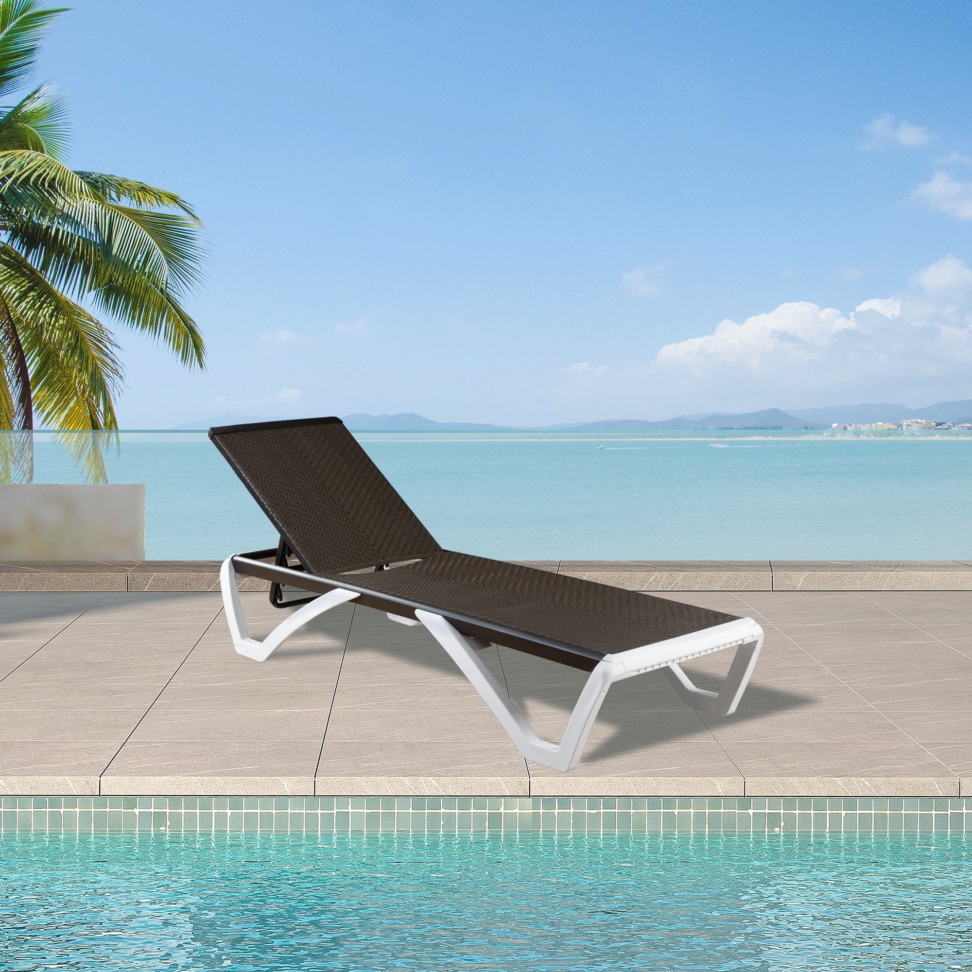 Chaise longue inclinable et réglable Kozyard Alan, pieds entièrement plats en aluminium et résine polypropylène