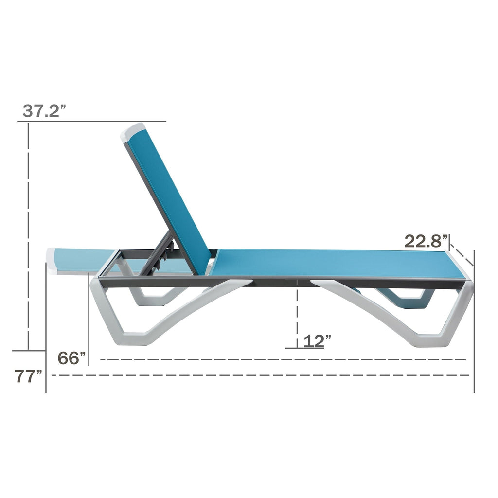 Chaise longue inclinable et réglable Kozyard Alan, pieds entièrement plats en aluminium et résine polypropylène