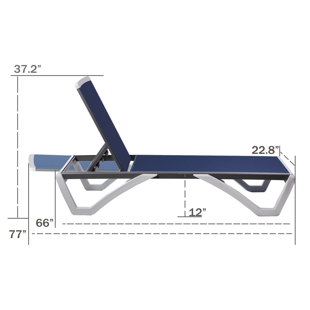 Chaise longue inclinable et réglable Kozyard Alan, pieds entièrement plats en aluminium et résine polypropylène