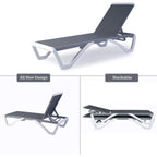 Chaise longue inclinable et réglable Kozyard Alan, pieds entièrement plats en aluminium et résine polypropylène