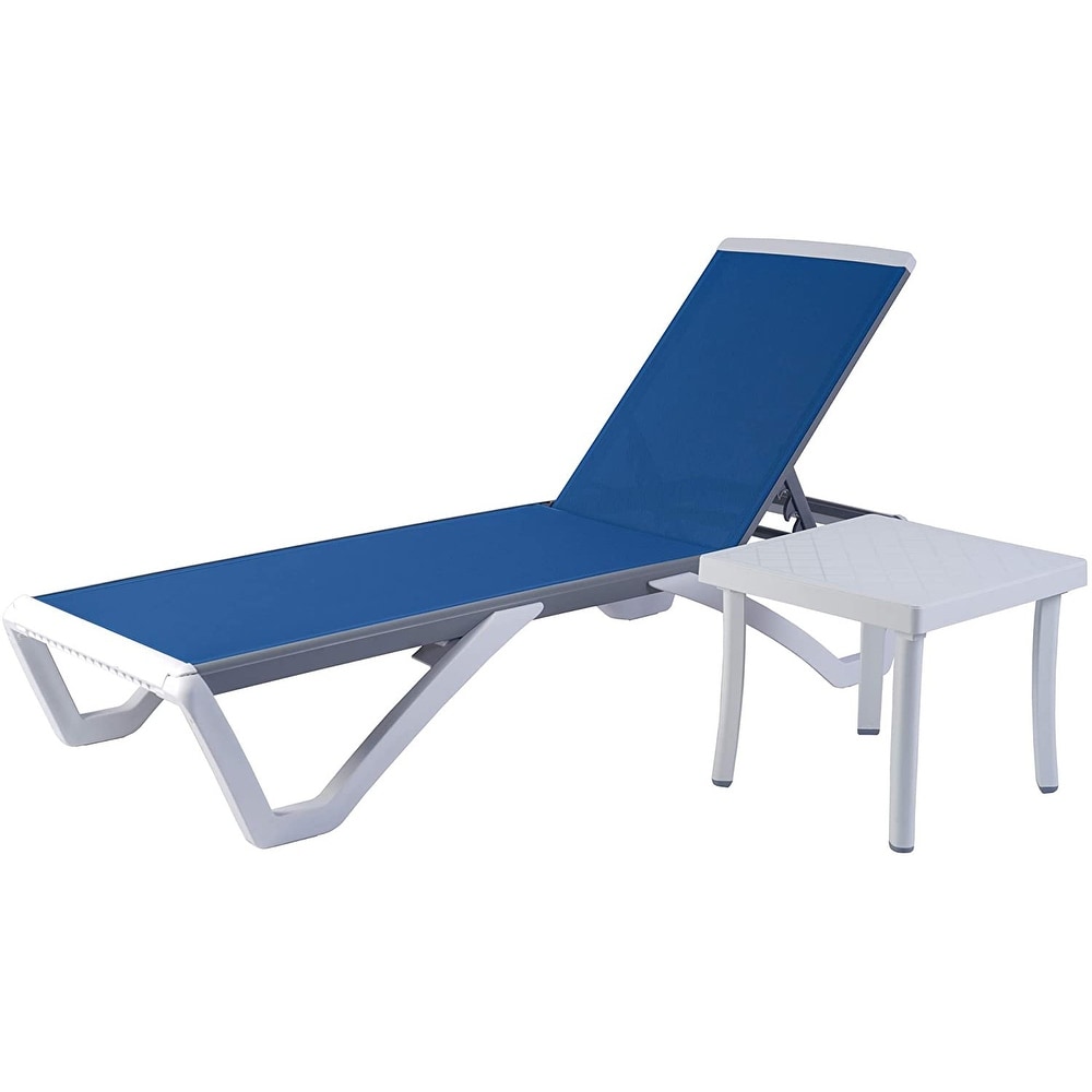 Chaise longue inclinable et réglable Kozyard Alan, pieds entièrement plats en aluminium et résine polypropylène