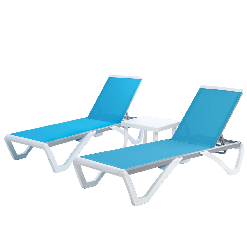Chaise longue inclinable et réglable Kozyard Alan, pieds entièrement plats en aluminium et résine polypropylène
