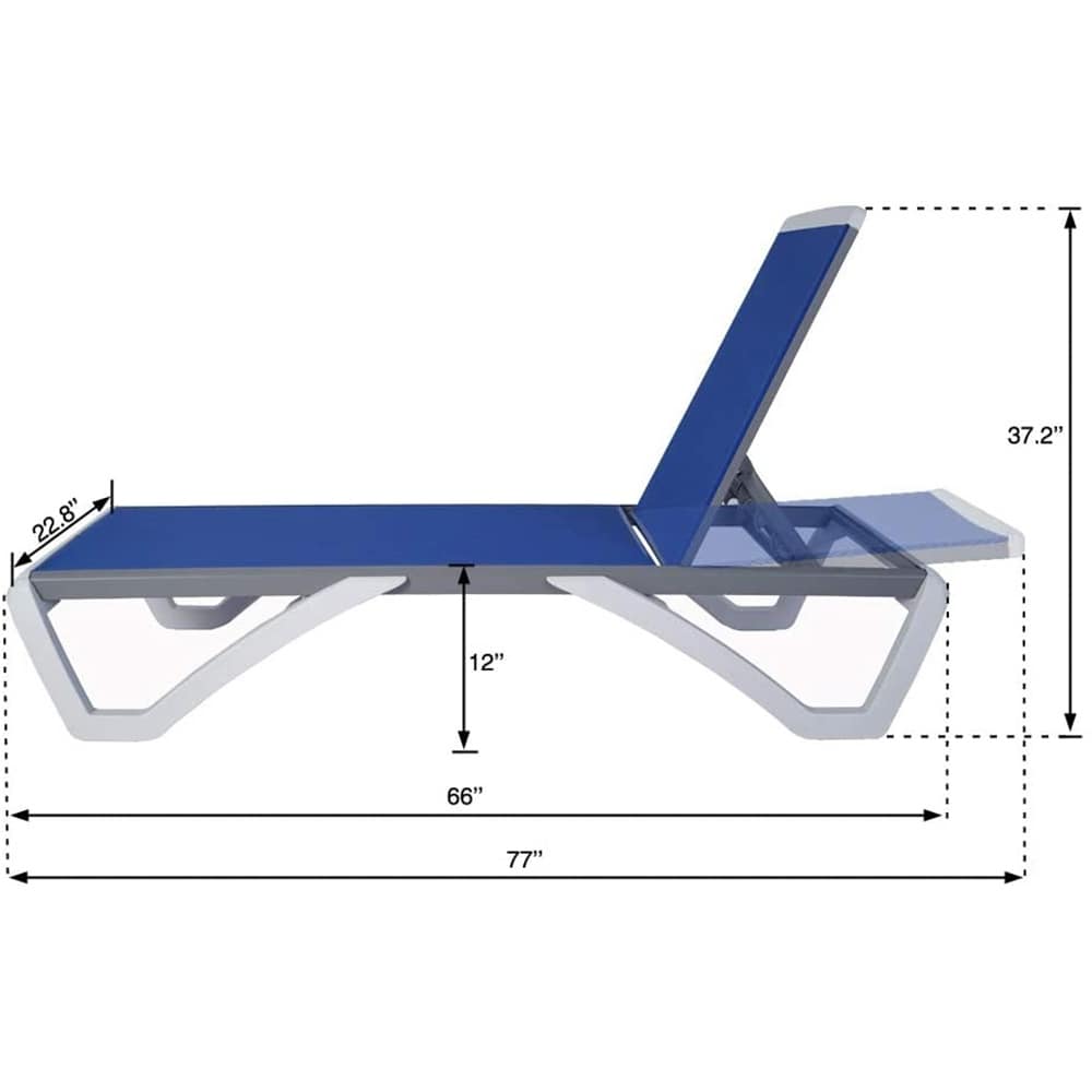 Chaise longue inclinable et réglable Kozyard Alan, pieds entièrement plats en aluminium et résine polypropylène