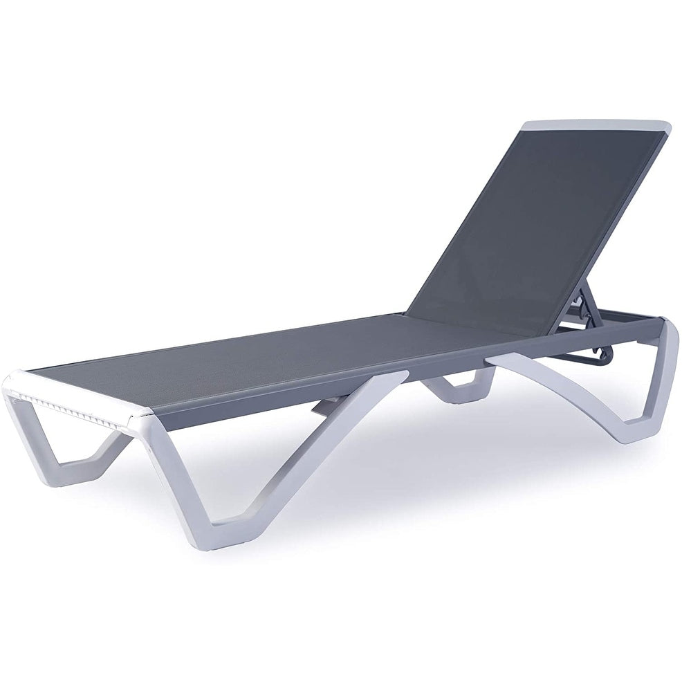 Chaise longue inclinable et réglable Kozyard Alan, pieds entièrement plats en aluminium et résine polypropylène