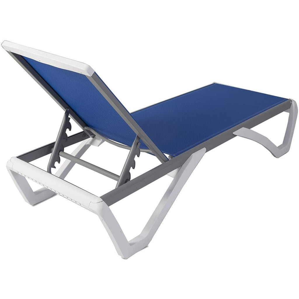 Chaise longue inclinable et réglable Kozyard Alan, pieds entièrement plats en aluminium et résine polypropylène
