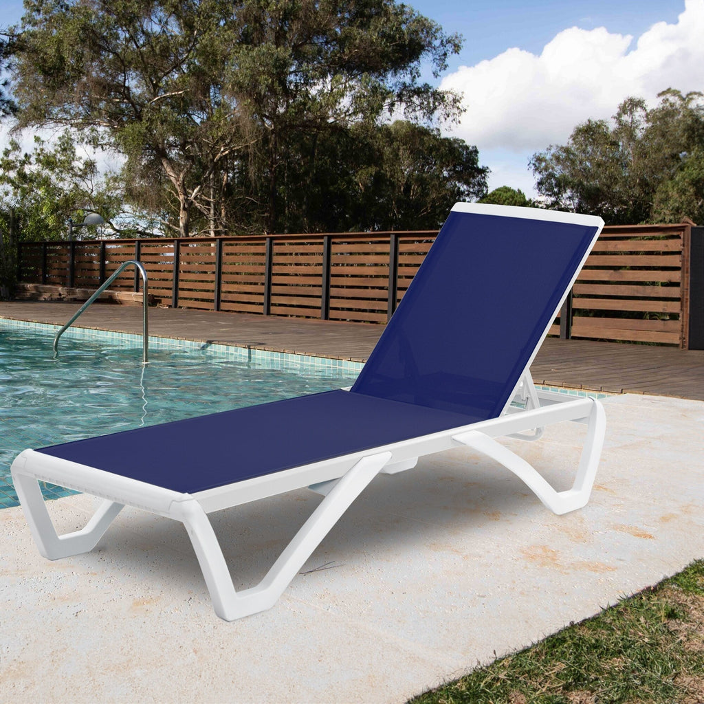Chaise longue inclinable et réglable Kozyard Alan, pieds entièrement plats en aluminium et résine polypropylène