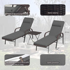 Ensemble de chaises longues d'extérieur 3 pièces Kullavik