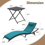 Ensemble de chaises longues d'extérieur 3 pièces Kullavik