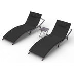 Ensemble de chaises longues d'extérieur 3 pièces Kullavik