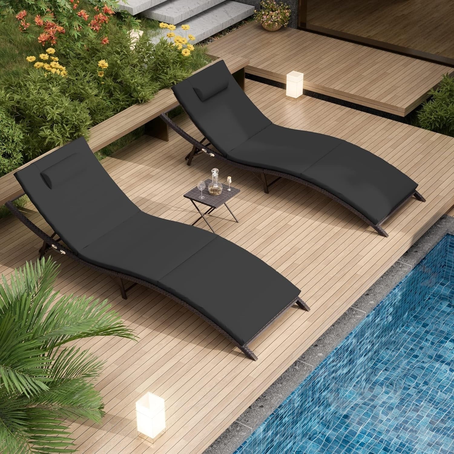 Ensemble de chaises longues d'extérieur 3 pièces Kullavik