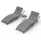 Ensemble de chaises longues d'extérieur 3 pièces Kullavik
