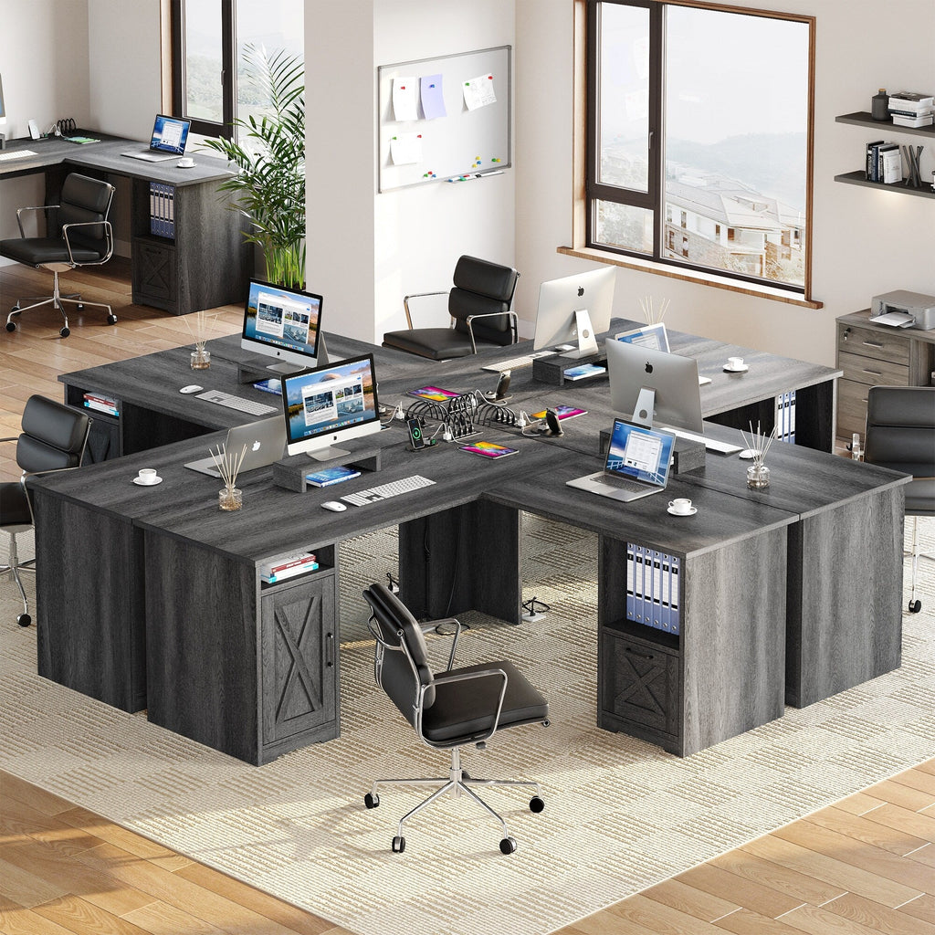 Bureau de jeu d'angle Moasis en L de 59 pouces avec support pour écran
