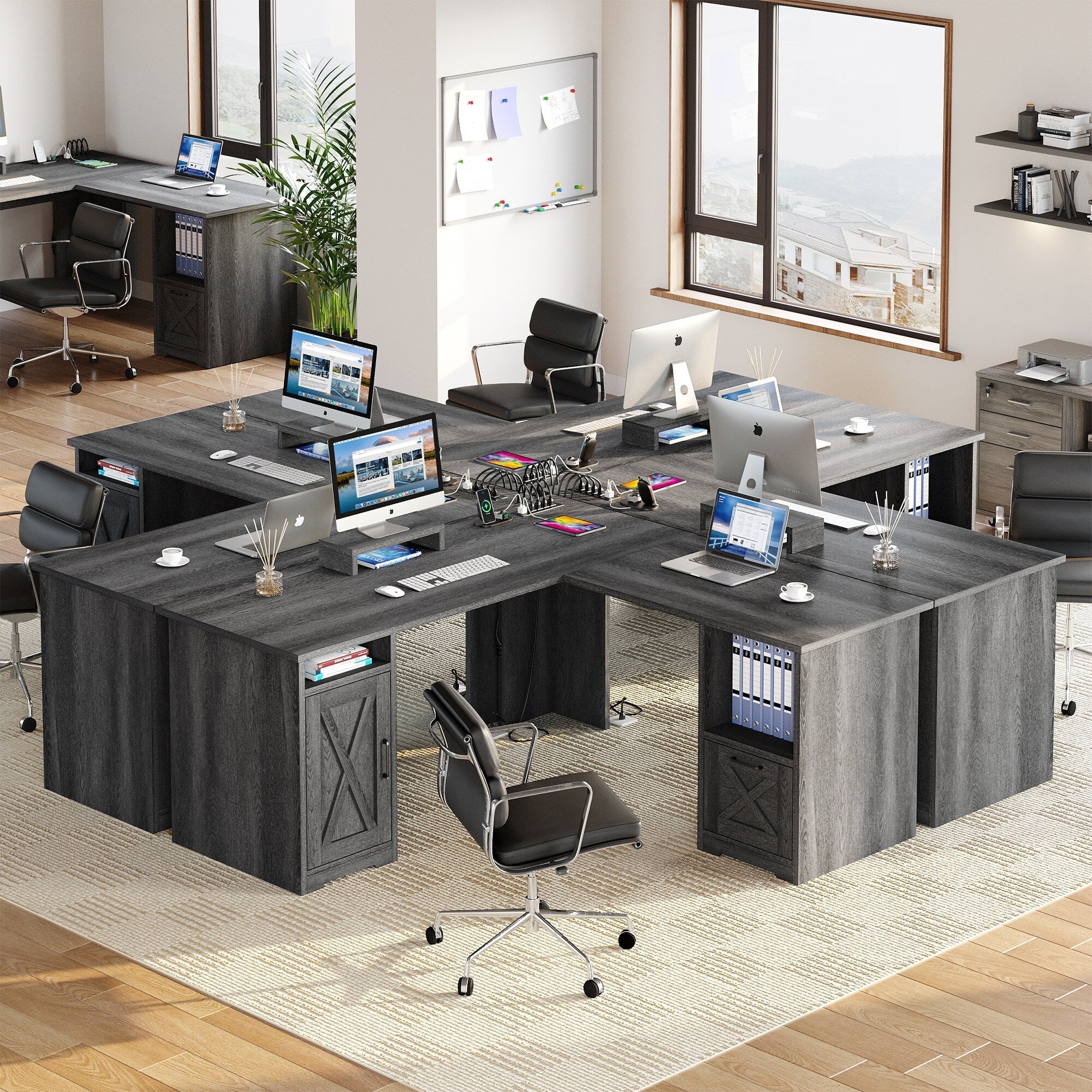 Bureau de jeu d'angle Moasis en L de 59 pouces avec support pour écran