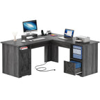 Bureau de jeu d'angle Moasis en L de 59 pouces avec support pour écran