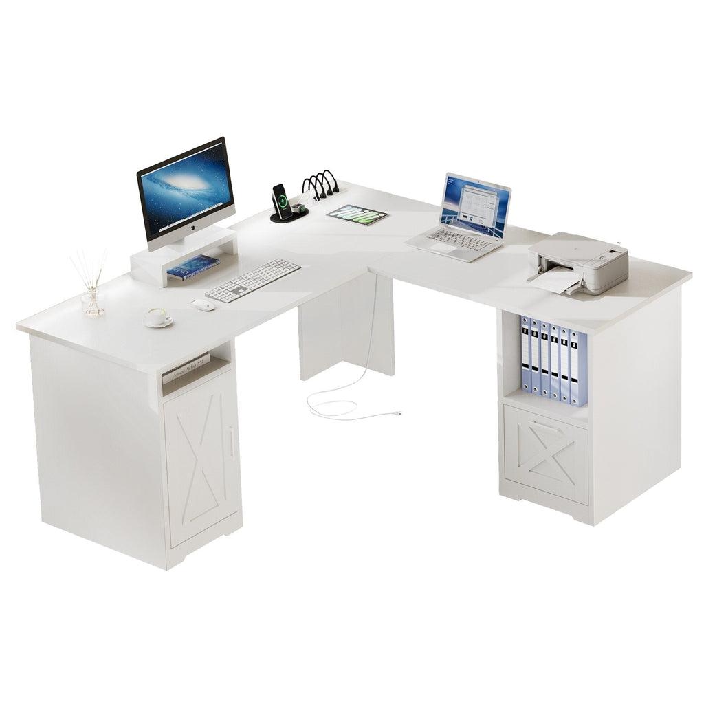 Bureau de jeu d'angle Moasis en L de 59 pouces avec support pour écran