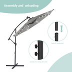 Parasol de terrasse déporté à LED LIVOOSUN de 10 pieds avec base croisée