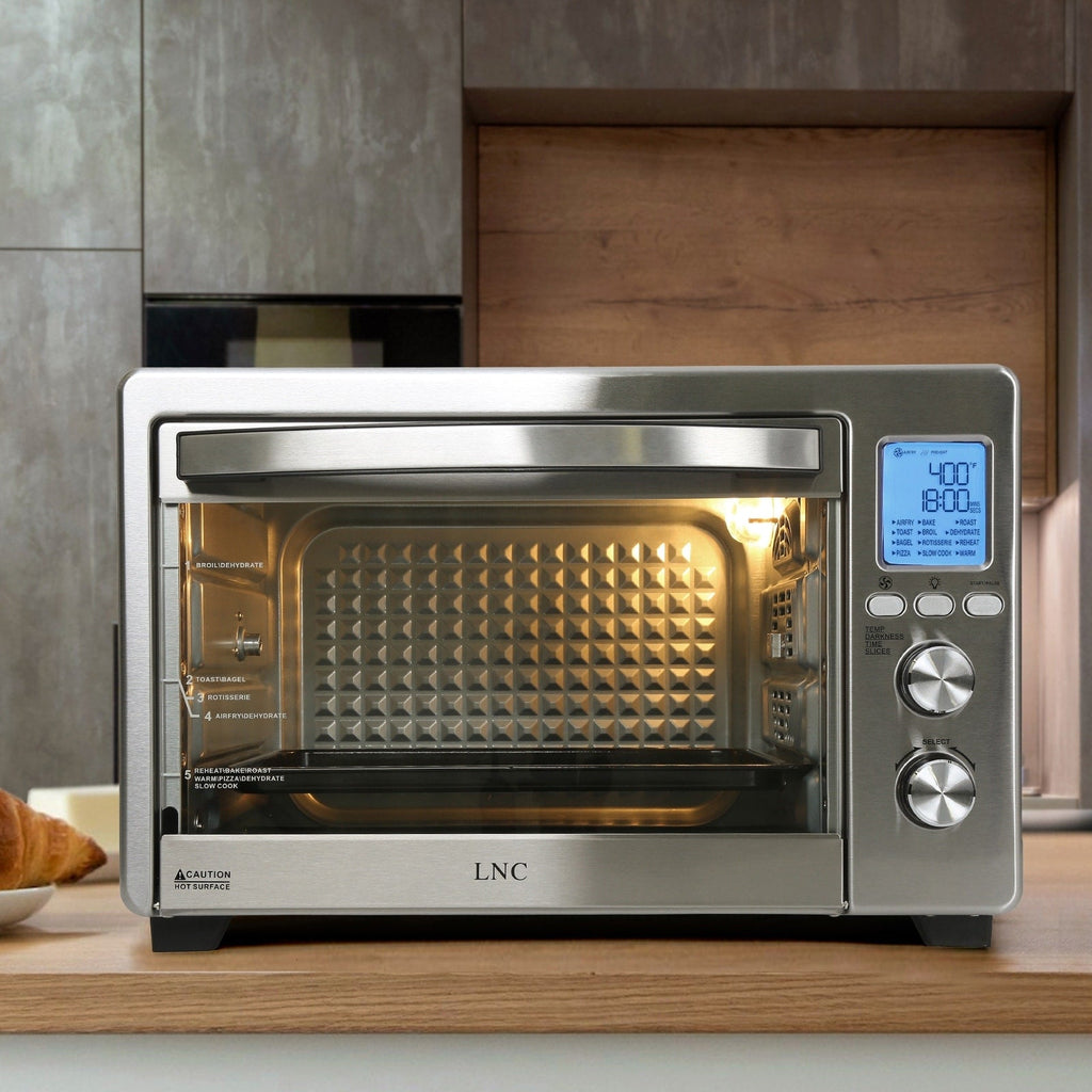 Four grille-pain de comptoir LNC 12 en 1 de grande capacité (34 pintes), convection, rôtissoire et friteuse à air - 19,5 L x 15 l x 12,5 H