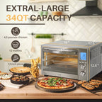 Four grille-pain de comptoir LNC 12 en 1 de grande capacité (34 pintes), convection, rôtissoire et friteuse à air - 19,5 L x 15 l x 12,5 H