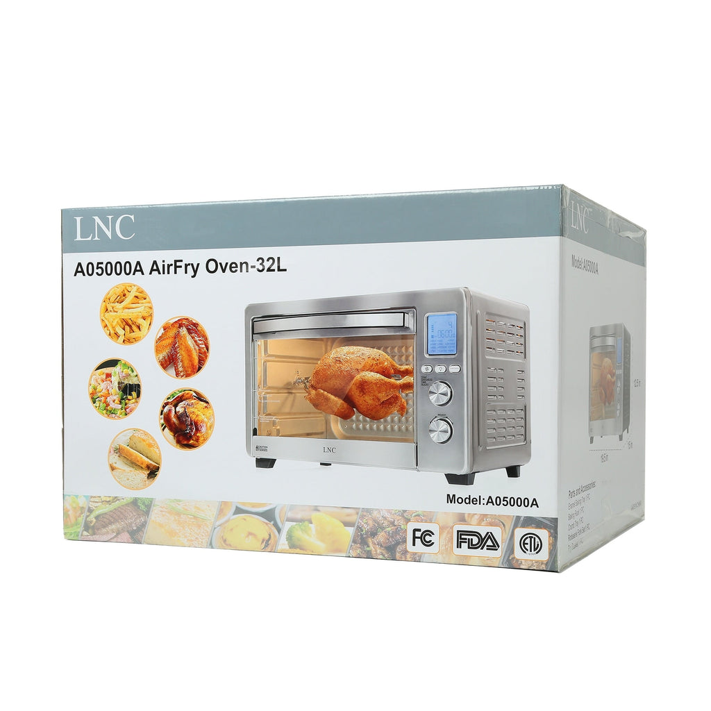 Four grille-pain de comptoir LNC 12 en 1 de grande capacité (34 pintes), convection, rôtissoire et friteuse à air - 19,5 L x 15 l x 12,5 H
