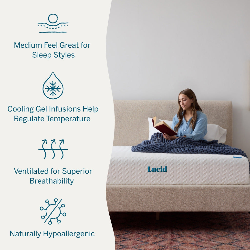 Matelas Lucid en mousse à mémoire de forme de luxe de 10 pouces