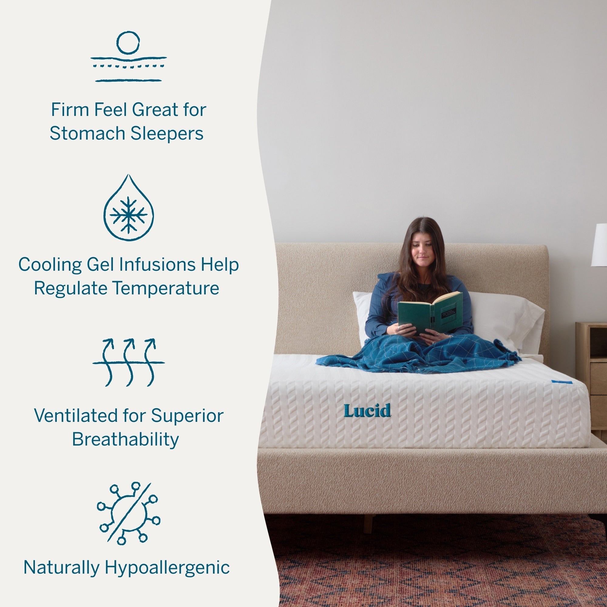Matelas Lucid en mousse à mémoire de forme de luxe de 10 pouces