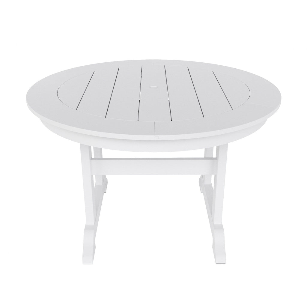 Ensemble de salle à manger d'extérieur Polytrends Laguna en PEHD, toutes saisons, avec table ronde et fauteuils (5 pièces)