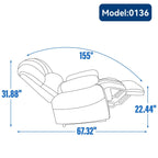 Grand fauteuil inclinable manuel pour adulte, canapé inclinable simple en tissu confortable, fauteuil inclinable rembourré pour salon