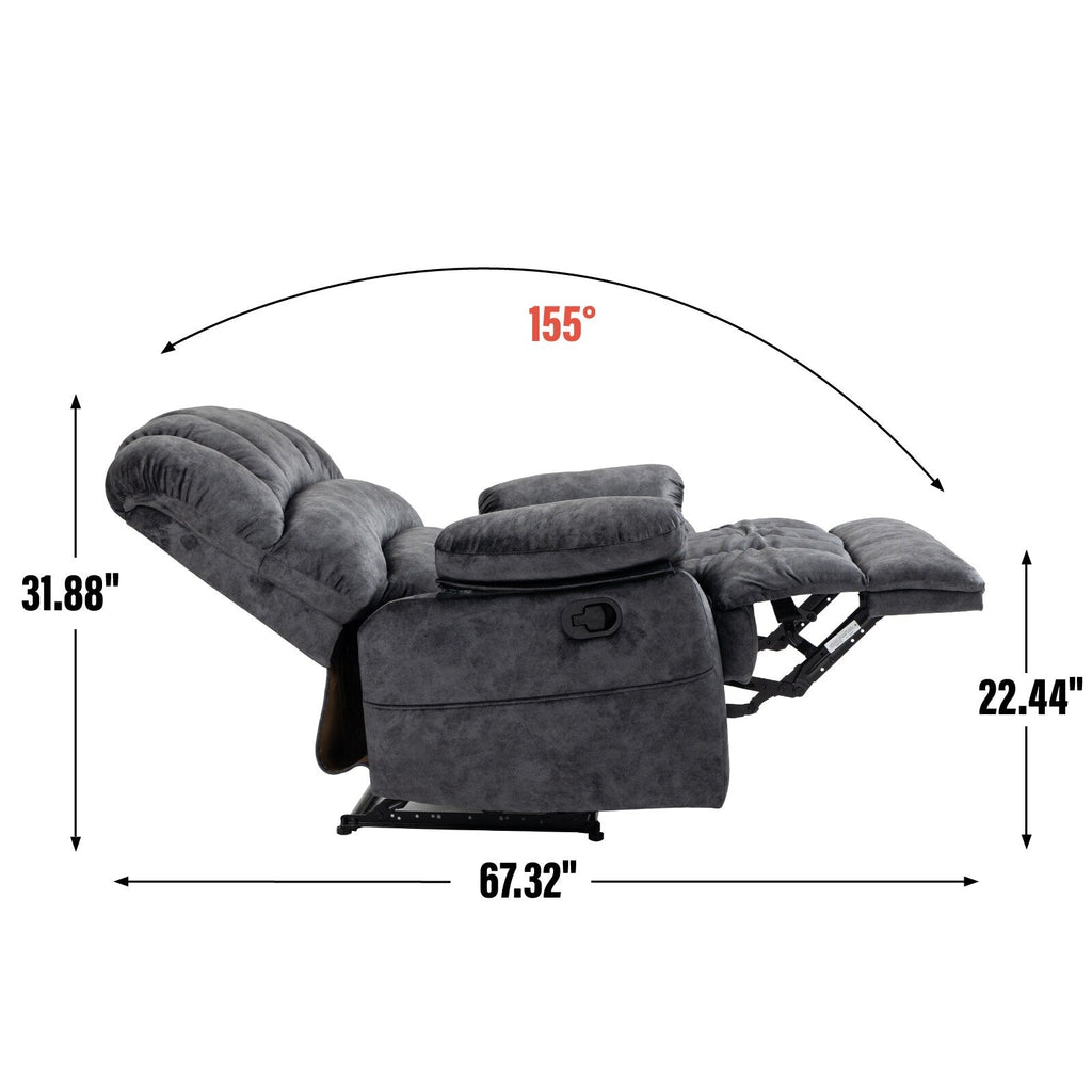 Grand fauteuil inclinable manuel pour adulte, canapé inclinable simple en tissu confortable, fauteuil inclinable rembourré pour salon
