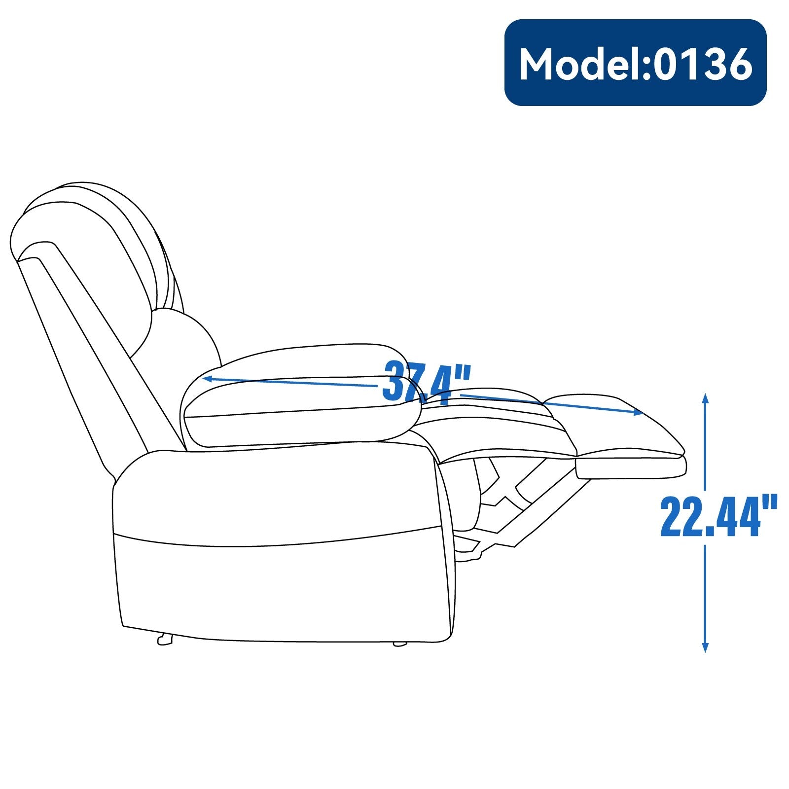Grand fauteuil inclinable manuel pour adulte, canapé inclinable simple en tissu confortable, fauteuil inclinable rembourré pour salon