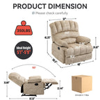 Grand fauteuil inclinable manuel pour adulte, canapé inclinable simple en tissu confortable, fauteuil inclinable rembourré pour salon