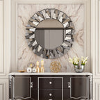 Grands miroirs décoratifs ronds, miroirs muraux en verre artistique, miroirs d'appoint - 32 po L x 32 po H