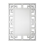 Grand miroir mural décoratif avec cadre géométrique aux accents argentés